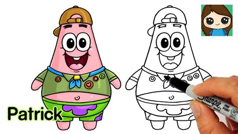 Draw Patrick Star Step 15 Spongebob Drawings Disney