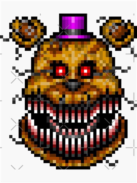 "Five Nights at Freddys 4 - Nightmare Fredbear - Pixel art" Sticker for Sale by GEEKsomniac ...