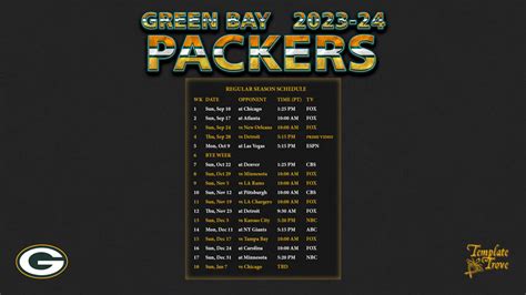 2023-2024 Green Bay Packers Wallpaper Schedule