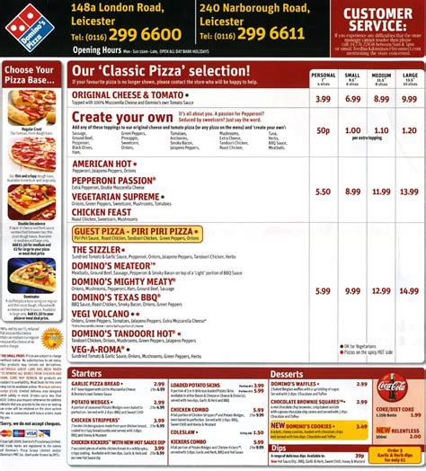 6 Best Images of Domino's Printable Menu - Domino's Pizza Menu ...