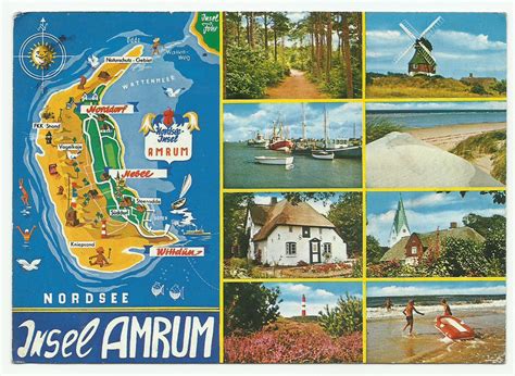 1983 Germany North Sea Amrum Island Map and 8 Views Vintage | Etsy