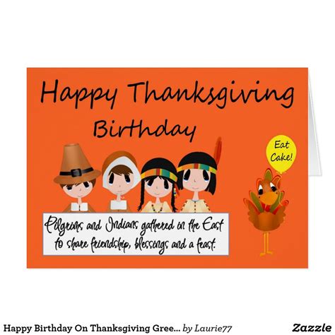 Happy Birthday On Thanksgiving Greeting Card | Zazzle | Thanksgiving ...