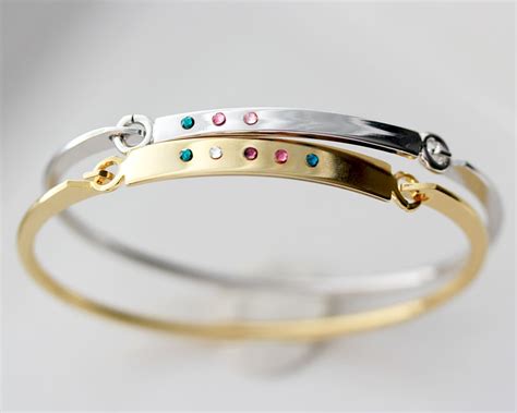 Birthstone Bangle Bracelet Personalized Birthstone Bangle - Etsy