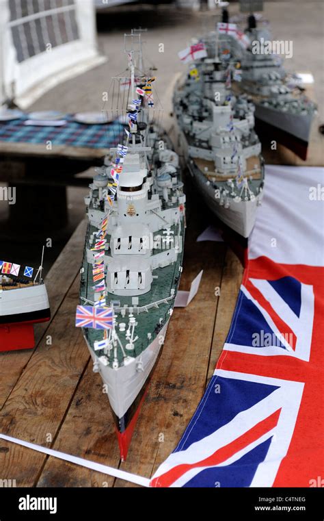 model warships on display at a war reenactment england uk Stock Photo ...