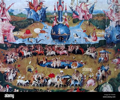 Detail from the 'The Garden of Earthly Delights' triptych painted by ...