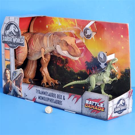 Jurassic world mattel battle damage T-Rex and Monlophosaurus – OB Toys