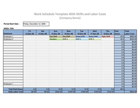 37 Free Employee Schedule Templates Excel Word PDF - Schedule Printable