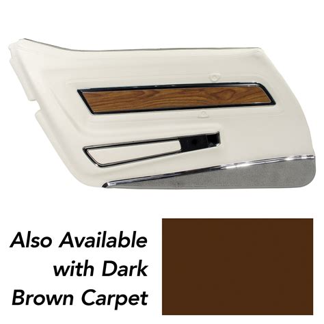 Door Panel White Deluxe W/Dk Brown rpet W/Teak Insert LH For 76 Corvette - RPIDesigns.com