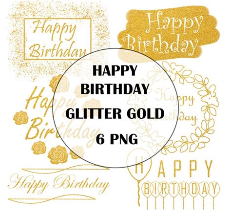 Happy Birthday Glitter Gold Letters Png, Happy Birthday Clipart ...