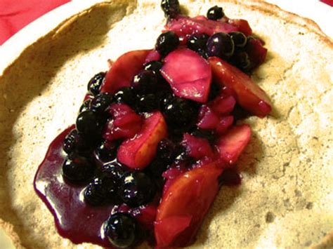 Baked Whole Wheat Crêpes with Apple Blueberry Sauce | Lisa's Kitchen | Vegetarian Recipes ...
