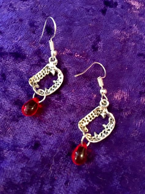 Vampire Fang Earrings Vampire Teeth Drop Earrings Blood Drop - Etsy