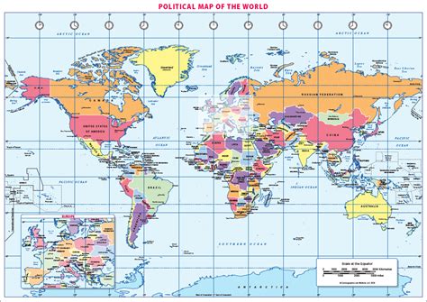 Political World map (A3) - Cosmographics Ltd