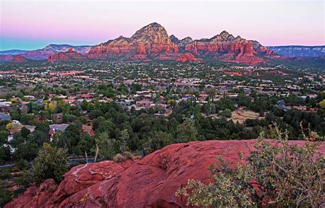 Looking down on Sedona from Airport Mesa Sunrise 2 Photograph by Toby McGuire - Fine Art America