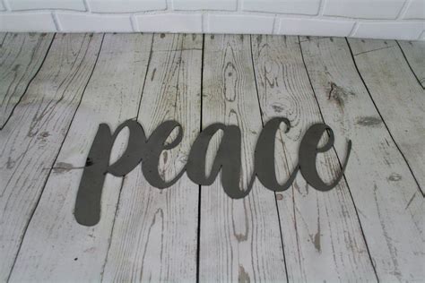 peace script, peace metal sign, metal word art, inspirational sign, peace symbol, diy peace sign ...