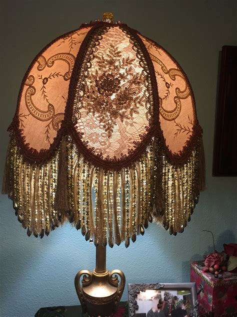 Victorian Gold Lampshade Metallic Beaded Fringe Gold Beaded Sequined Appliques by ashadeabove on ...