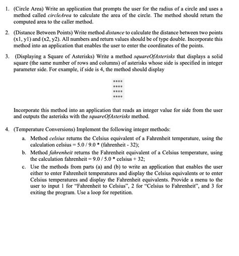 Solved 1. (Circle Area) Write an application that prompts | Chegg.com