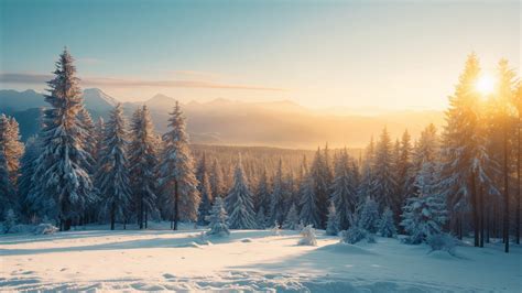 Winter forest Wallpaper - Snowy trees, Bright sunlight, Nature #579