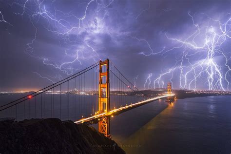 Lightning over the Golden Gate Bridge - Michael Shainblum Photography