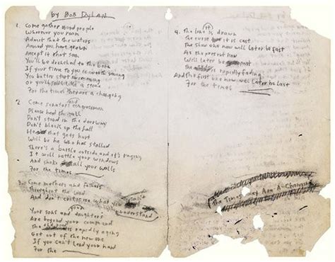 Bob Dylan's handwritten lyrics to 'Times They are A-Changin' ' to sell ...