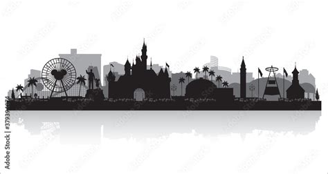 Anaheim California city skyline silhouette Stock Vector | Adobe Stock