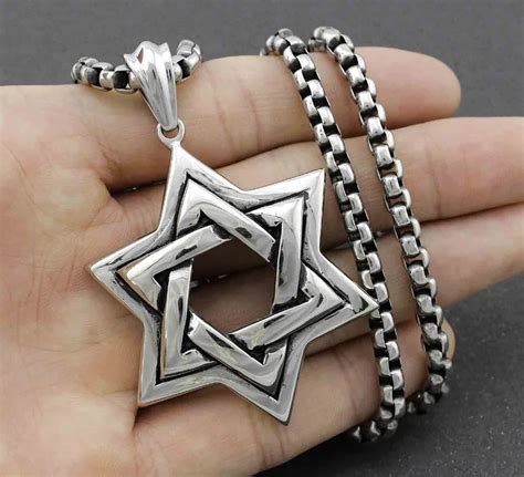 Aliexpress.com : Buy High Quality Silver Men Biker Jewish STAR OF DAVID Pendant Necklace ...