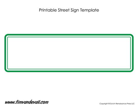 Printable Street Sign Template