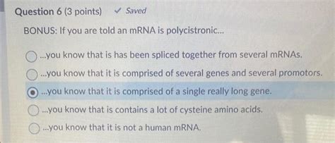 Solved BONUS: If you are told an mRNA is polycistronic... | Chegg.com