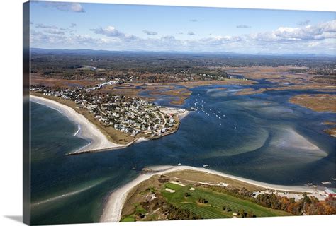 PIne Point Beach, Scarborough, Maine, USA - Aerial Photograph Wall Art, Canvas Prints, Framed ...