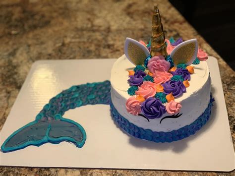 My first mermaid unicorn cake : r/cakedecorating