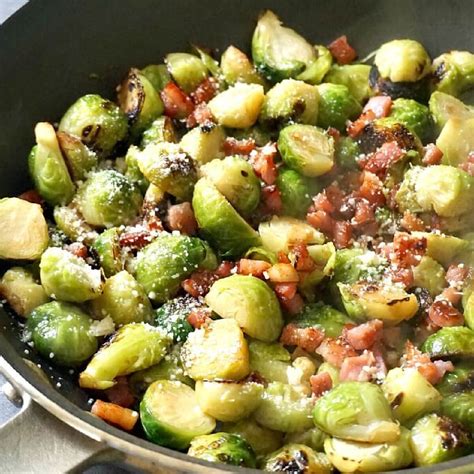 Pan-Fried Brussel Sprouts with Bacon and Parmesan - My Gorgeous Recipes