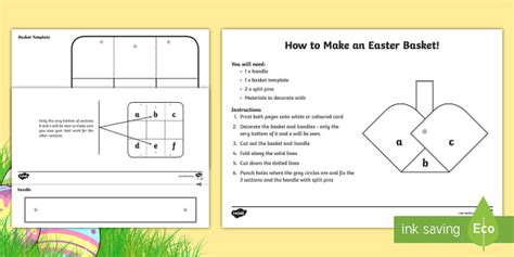 Easter Basket Template | Spring Craft Activity | F-2