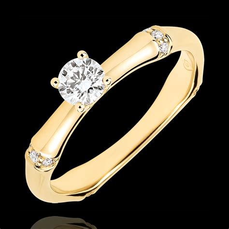 Jungle Sacrée man's engagment ring diamond 0.2 carat -yellow gold 18 ...