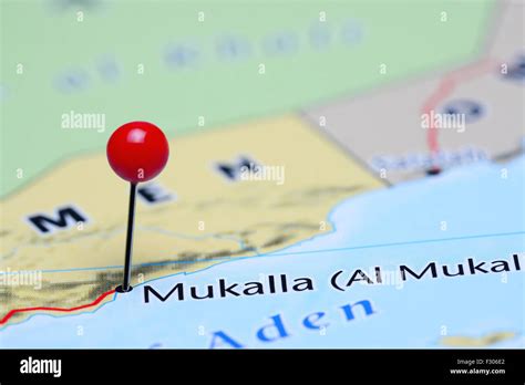 Mukalla pinned on a map of Asia Stock Photo - Alamy