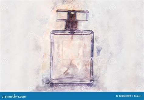 Watercolor Style and Abstract Illustration of Vintage Perfume Bottle. Stock Illustration ...