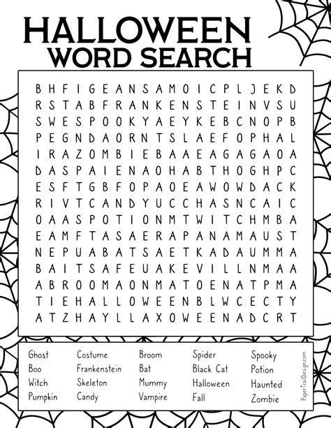 Free Printable Halloween Word Search - Paper Trail Design