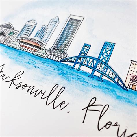 Jacksonville Florida Skyline Art Print - Etsy