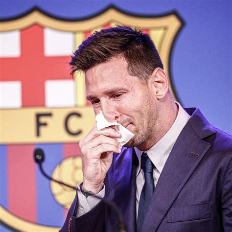 Watch: Lionel Messi breaks down in tears while bidding farewell to ...