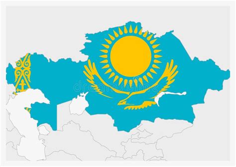 Kazakhstan Map Highlighted in Kazakhstanflag Colors Stock Vector ...