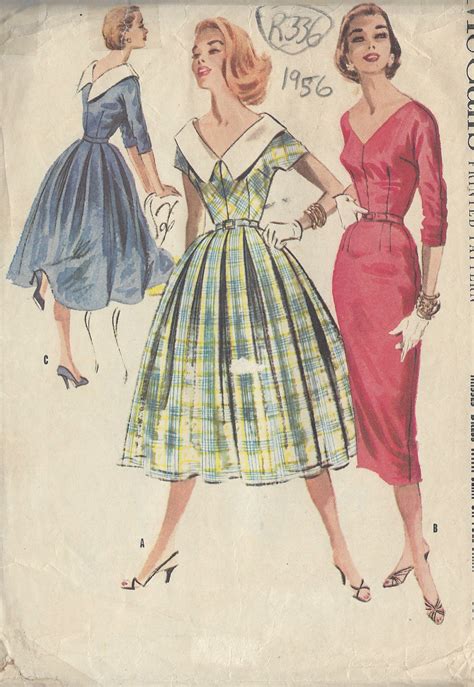 1956 Vintage Sewing Pattern B30" DRESS (R336) - The Vintage Pattern Shop