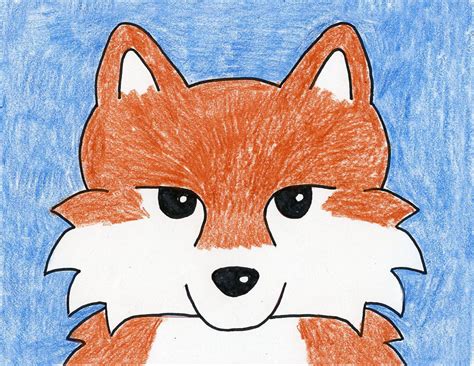 Easy How to Draw a Fox Face Tutorial and Fox Face Coloring Page | Fox ...