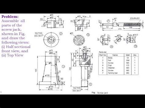 ASSEMBLY DRAWING OF SCREW JACK - YouTube