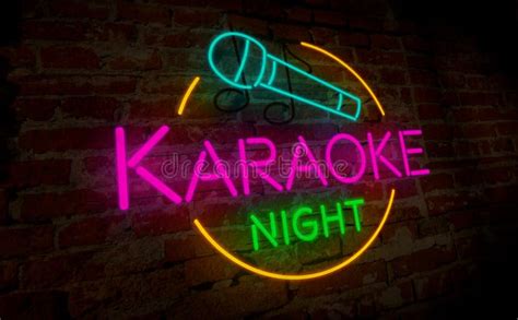 Karaoke night neon retro stock illustration. Illustration of night - 124670081