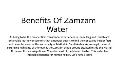 Benefits Of Zamzam Water by dianatravels - Issuu