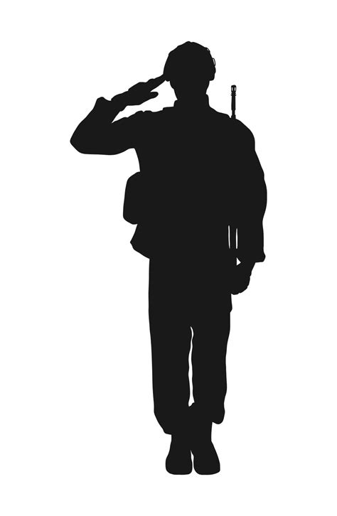 Saluting soldier silhouette vector, military man concept. On white ...