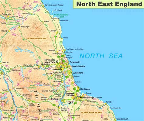 Map of North East England - Ontheworldmap.com