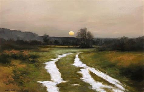 Dennis Sheehan - Dennis Sheehan, "Early Spring Sun", Winter Path Tree Landscape Oil Painting For ...