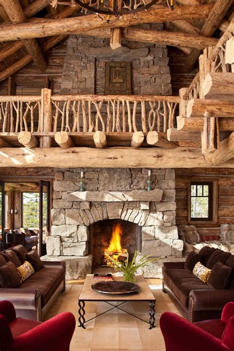 47 Extremely cozy and rustic cabin style living rooms