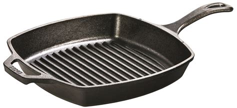 Lodge L8SGP3 Pre-Seasoned Cast-Iron Square Grill Pan 10.5-inch - PansReviews.com