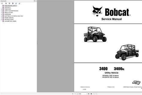 Bobcat Machinery 3400 3400xl Service Manual 2020 PDF