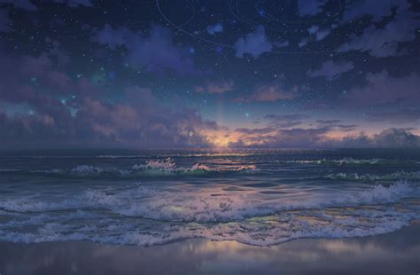 Wallpaper : blue archive, beach, sea, water, sky, coast, stars, horizon, 2021 Year, anime, nexon ...